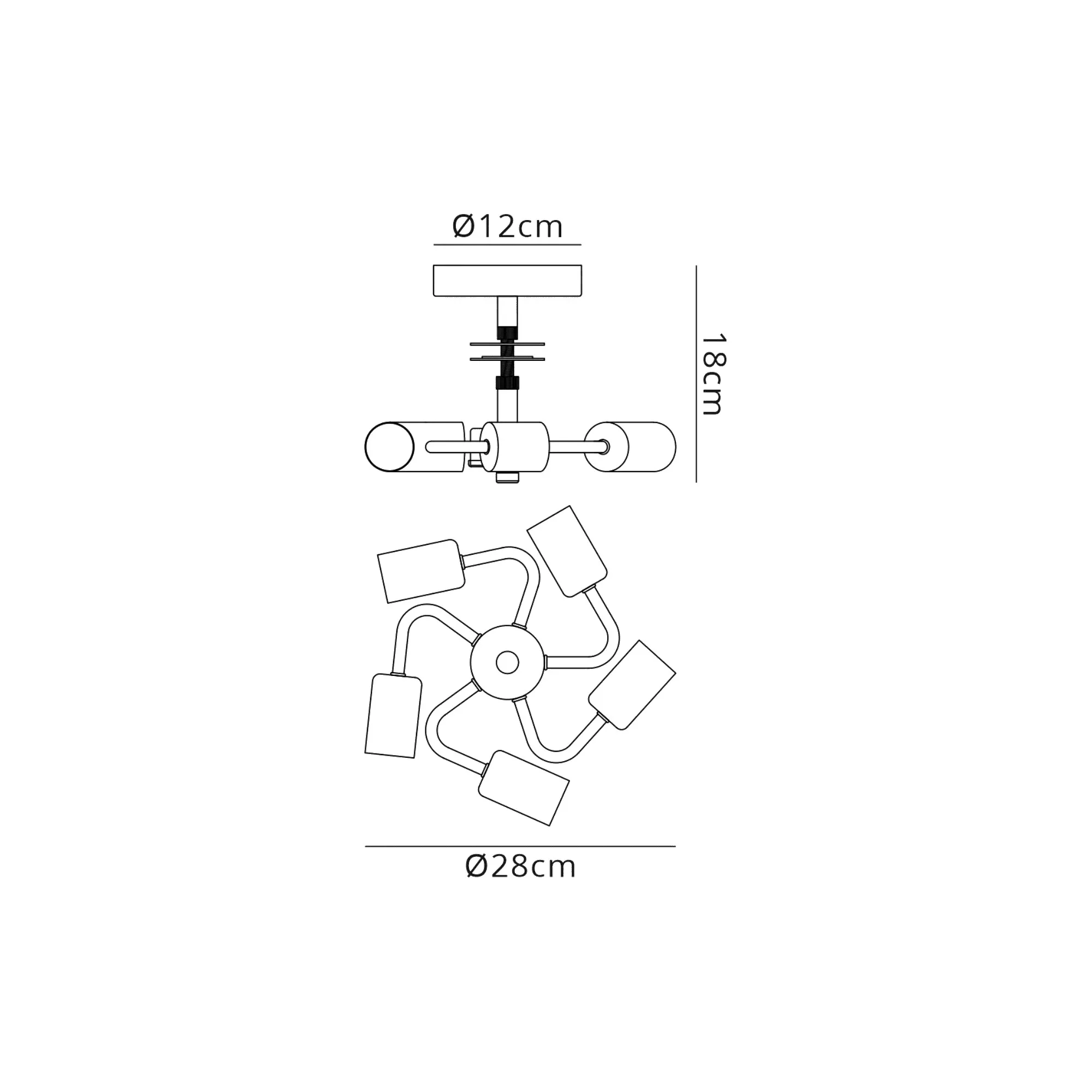 Baymont 50cm, Semi Flush 5 Light Polished Chrome, Silver Leaf, Frosted Diffuser DK0812  Deco Baymont CH SL